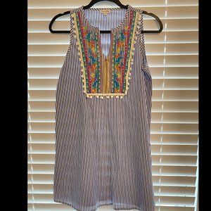 Seer Sucker Dress with detail on the neckline. Size XS